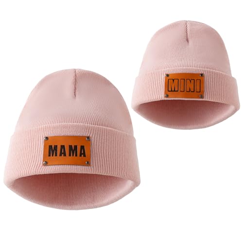 Jastore 2 PCS Parent-Child Beanie Hat Mother & Baby Daughter Son Soft Beanie Cap Kids Winter Warm Knit Hat2