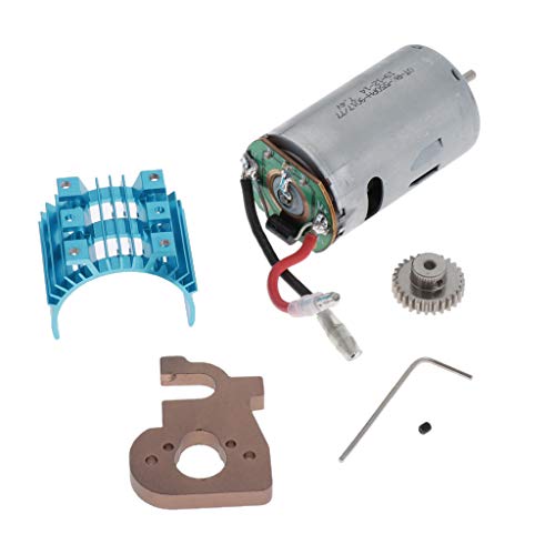 Kingval Replacement Metal 550 Brushed Motor With Motor Mount Heatsink And 27T Gear Combo Rc Parts Compatible With Wltoys 144001 1/14 Rc Car #TOP3