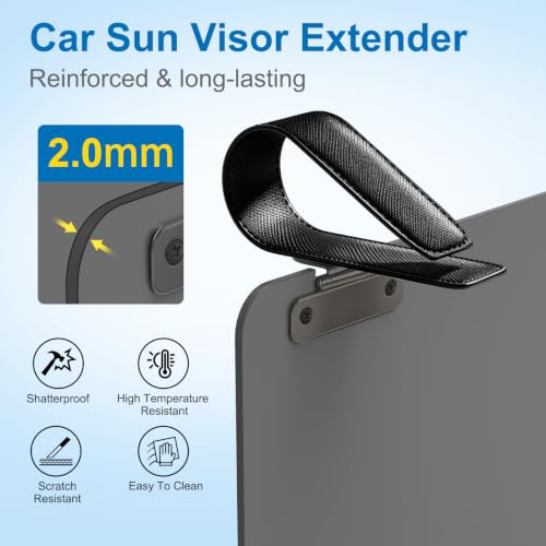 Image of Sun Visor Extender for Car, Visor Extender Attachment for Car, Flip-Up Visor Extender Sun Blocker UV400, Polarized Sun Visor Extender, Anti-Glare, UV Protector (1 Pack, Small)