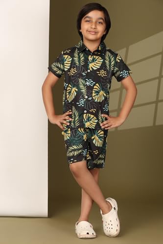 Image of Boys Printed Casual Shirt Short Sleeve Button Down Beach Shirt for Kids