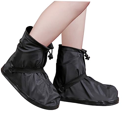 FUNOMOCYA Overshoes Snap Straps Waterproof Anti-slip Boot Covers Thicken Pvc Case Outdoor Walking Shoes Protector Size Xxl