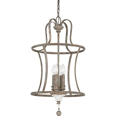 Austin Allen 9A200A Zoe Traditional French Country Pendant Lighting Fixture, 4-Light 240 Total Watts, 28"H x 15"W, French Antique Cover