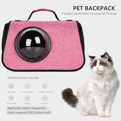 Image of Cat Backpack Carrier Expandable Pet Carrier Backpack for Small Medium Cats Fit Up to 18 Lbs, Foldable Puppy Backpack Carrier for Travel, Hiking (Watermelon Pink, 20Lx27Hx38W)