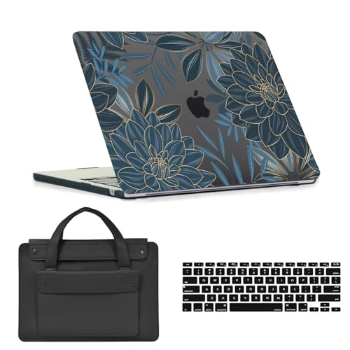HLAAJJX Etui na MacBooka Neo 33.0 cm z chipem A18 Pro (model A3404), plastikowa ochronna twarda obudowa na laptopa, pokrowiec na laptopa i klawiaturę, ciemnoniebieska Dahalia