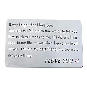 Engraved Wallet Card Insert, Stainless Steel Anniversary Wallet Cards Gifts from Wife for Husband Men Boyfriend
