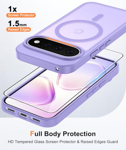 Image of FNTCASE for 11 /11 Pro Case: Compatible with MagSafe Light Purple | With Screen Protector, Translucent Magnetic Back, Military Grade Drop Protection, Matte Shockproof Phone Cover, Light Purple