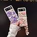 for Moto Razr 40,Motorola Moto Razr 2023 Case,Cute Luxury 3D Crystal Rhinestone Diamond Flowers Sparkle Stunning Stones Pearl with Wrist Strap Women Girls for Motorola Razr 2023