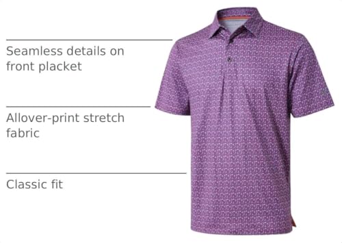 Image of Golf Shirts for Men Dry Fit Short Sleeve Print Performance Moisture Wicking Polo Shirt