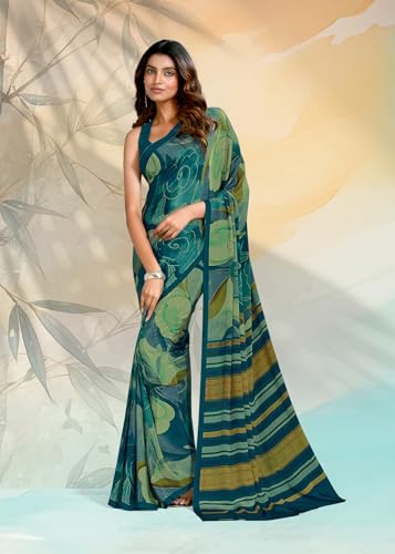 Image of Jaanvi fashion Women's Crepe Silk Saree with Unstitched Blouse Piece | Soft Lightweight Traditional Ethnic Wear Saree for Party, Wedding, Festival