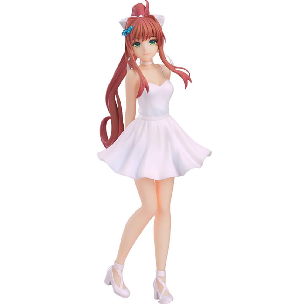 Anjinguang Monika Figure Monika Anime Figurine Manga Character Statue 17cm PVC White Dress Style Standing Pose Model Desktop Decoration Collectible for Fans — image 1