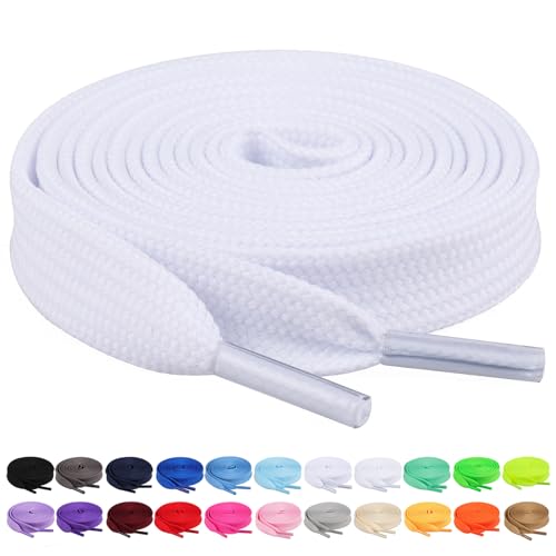 Image of Booyckiy 2 Pairs 2 /5 inch Flat Shoe Laces for Sneakers 31 Colors Shoelaces in 27 inch-72 inch