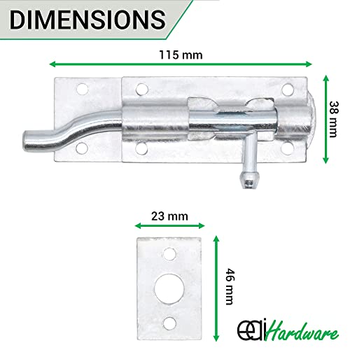 EAI Heavy Duty Necked Tower Bolt, Galvanised, 4 Inch - Image 3