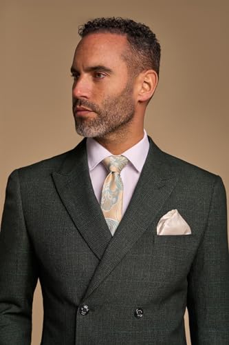 Men's Suit 2 Piece Olive Green Double Breasted Tailored Fit3