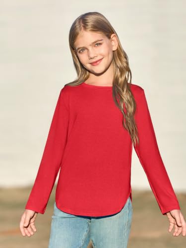 Image of Haloumoning Girls Long Sleeve T Shirts Kids Crewneck Tops 5-14 Years