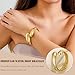 MEDOJO 4 Pcs Women Golden Cuff Bracelet Hinged Design Bracelet Trendy Chunky Cuff Bangle Thick Golden Bracelets for Women