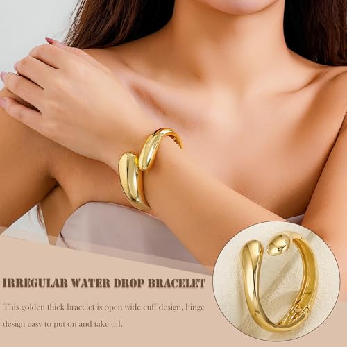 4 Pcs Women Gold Silver Cuff Bracelet Hinged Design Bracelet Trendy Chunky Cuff Bangle Thick Gold Silver Bracelets for Women2