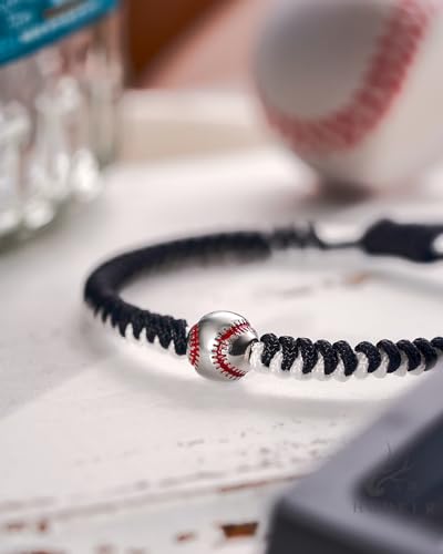 HGDEER Baseball Bracelet, Adjustable Braided, Baseball Basketball Gifts for Teenage, Teams, Son, Grandson Brother3