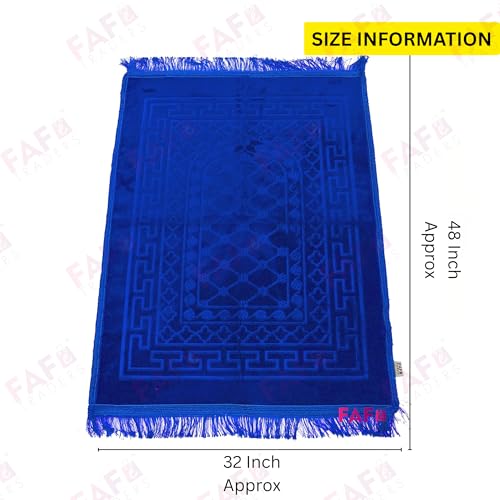 Image of Modern Premium Janamaz Prayer Mat Musalla Soft Velvet Mat For Salah Musallah And Namaz, 20 Cm, 10, Blue, Rectangular
