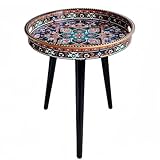 Table d'appoint ronde polyvalente de style bohème - Cette petite et légère table d'appoint d'extérieur est parfaite pour le café, le thé et la détente sur le balcon, à côté du canapé ou sur la table de chevet dans la chambre à coucher. Dimensions de l'emballage : 39,1 x 38,1 x 10,2 cm, après assemblage : 50,8 x 38,1 x 38,1 cm.
