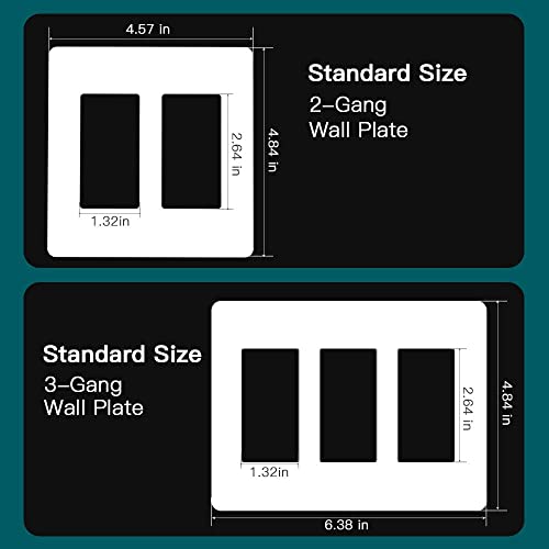 Treatlife Screwless Decorator Wall Plates, Standard Size 3-Gang Light Switch Plate, Outlet Covers White, 1 Pack 3-Gang Wall Plates Light Switch Cover #TOP4