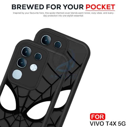 Image of AESTMO Back Case Cover for Vivo T4X / Z10X / Y31 Pro 5G Cover | Spidey Face Mask Design | Silicone Case | Full Body Protection | Camera Protection Back Cover for Vivo T4X / Z10X / Y31 Pro 5G (Black)