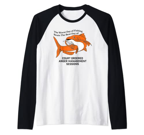 Der schlimmste Tag des Fischens schlägt den besten Tag Lustiges Angeln Raglan Cover