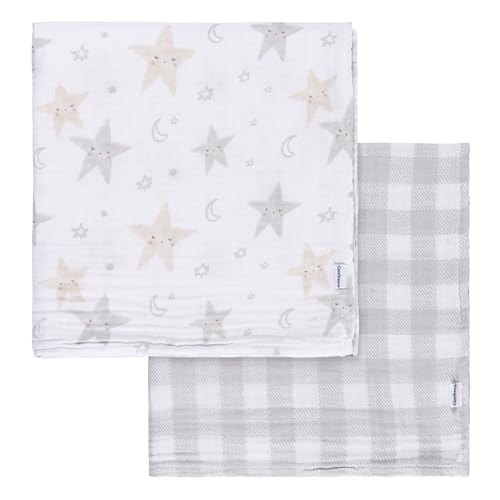 Gerber Baby Unisex 2-Pack Muslin Blanket, Celestial, One Size - image 1