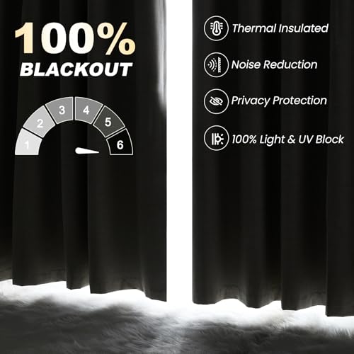 LumiLoom Linen 100% Blackout Curtains 84 Inch Length 2 Panel Set, Heavy Duty Linen Soundproof Curtains for Extra Wide Sliding Door, W100 x L84 Inch-Grey - Image 2