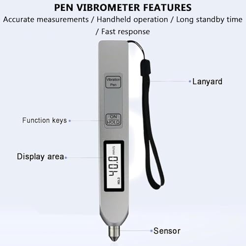 MRKU Analizador Digital portátil para comprobación de Vibraciones: Pantalla de Alta definición, Rango de medición de 0,1 a 199,9 m/s² para detección de Fallos mecánicos.