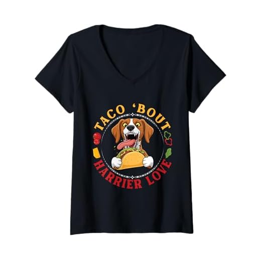Womens Taco Bout Harrier Dog Love Funny Mexican Food Lover Mom Dad V-Neck T-Shirt