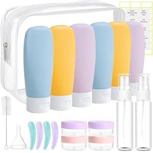 20 Pack Travel Bottles Set for Toiletries TSA Approved, Leak Proof Travel Size Containers Kit Portable Refillable Travel Accessories for Shampoo Conditioner Lotion Liquids (Multi-color)