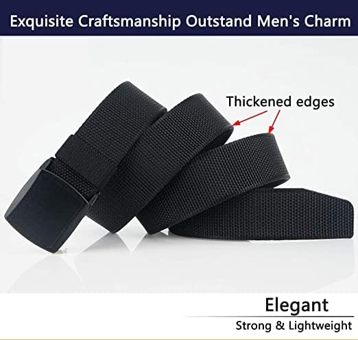 Image of Styxon Mens Belt Web,Nylon Webbing Canvas Outdoor Casual Belt with Plastic Buckle Breathable for Work Sports | 45 Inch | Multi Color
