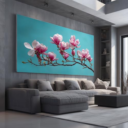 Tableau decoration murale salon fleur magnolia pour transformer un mur vide en espace moderne