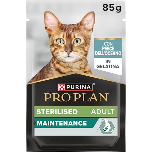 Purina Pro Plan Sterilised - Comida húmeda para Gatos Adultos esterilizados, Pedazos de gelatina con Pescado del océano, 26 Bolsas de 85 g