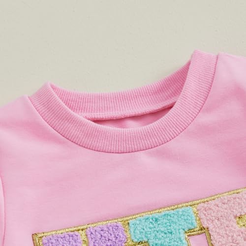 Image of Toddler Girl Easter Outfit Cute Bunny Letter Embroidery Sweatshirt Party Tutu Tulle Skirt Kids Spring Clothes