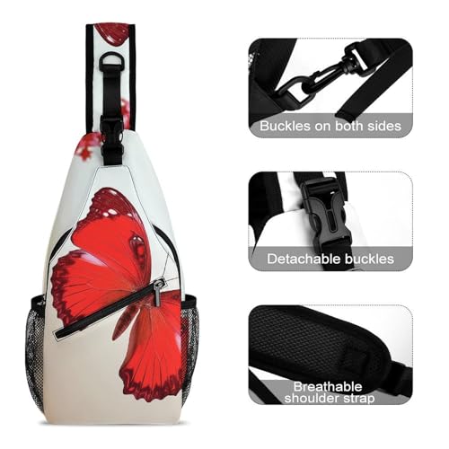 Morrales de senderismo tipo Sling blanco con diseño mariposa miniatura 3