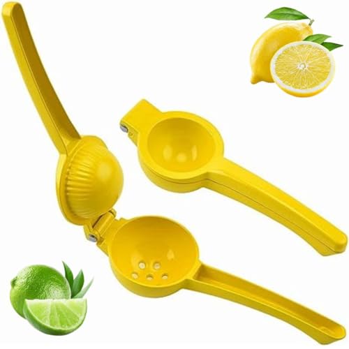 AHASON'S Presse-citron pour la cuisine en aluminium durable | Presse-agrumes manuel pour citron, citron vert, orange | Idéal pour limonade, cocktails, bars (jaune)