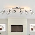 WILON 6-Light Track Lighting Fixtures, Brushed Nickel Flush Mount Track Light Ceiling, 6 Way Ceiling Spot Light Kitchen Light Fixtures Directional Ceiling Spotlight for Kitchen Hallway Living Room