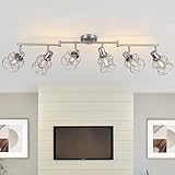 WILON Track Lighting Fixtures, 6-Light Brushed Nickel Flush Mount Track Light Ceiling, 6 Way Spot Light Kitchen Light...