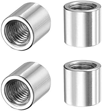 sourcing map Round Weld Nuts, M8 x 12mm x 12mm Weld On Bung Female Nut Threaded - 201 Stainless Steel Insert Weldable 4pcs