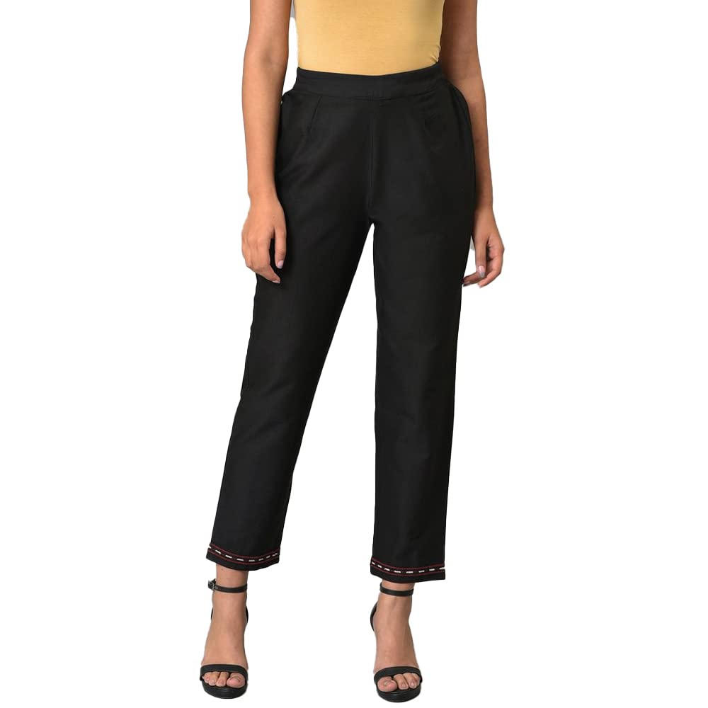 w for woman Women's High Rise W Cotton Blend Strechable Slim Pants | Cotton Blend Slim Pants | Trousers-picture-20