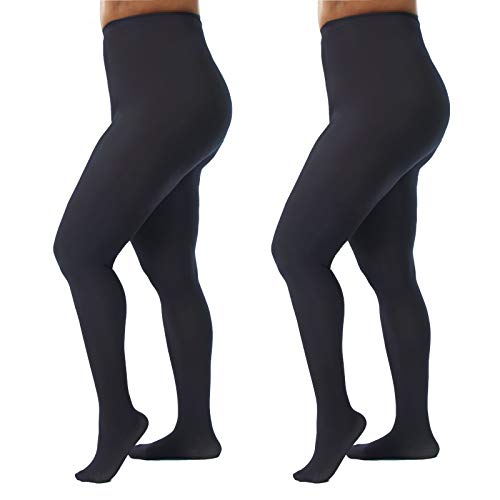 Image of Silky Toes Plus Size Tights for Women | 60D Soft Opaque Comfort Fit Pantyhose | Black or Colored 1-2 pairs | 1X-8X