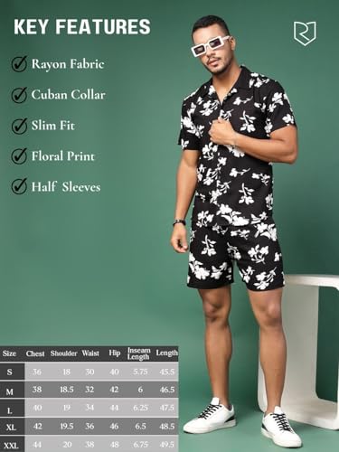 Image of Rigo Printed Co-Ord Set for Men | Casual Shirt & Shorts Night Suit Set | Lounge-wear Nightdress Pajama Set for Mens & Boys | Night Wear, Beach Wear, Vacation Wear Outfit