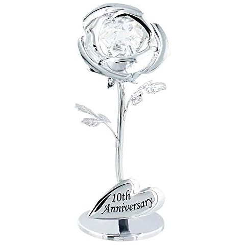 Haysom Interiors Modern 10th Anniversary Silver Plated Flower with Clear Swarovski Crystal Bead by Happy Homewares Cover