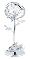 Stunning silver plated flower themed free standing ornament with "10th Anniversary" print. Complete with small and delicate transparent pure Swarovski crystal glass bud. A very unique and thoughtful gift for a couple celebrating their 10th wedding an...