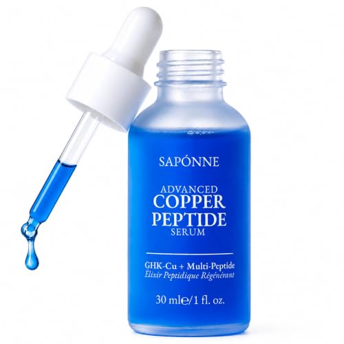 Sapónne GHK-Cu Copper Peptide Serum 300mg High-Purity (99.6%) Copper Tripeptide-1 | Multi-Peptide Anti-Ageing Face Serum with Centella & Tremella Mushroom | Firming & Smoother-Looking Skin | 30ml