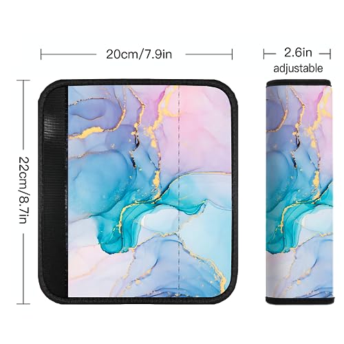 Image of Car Seat Belt Pad Cover, 2-Pack Soft Car Safety Seat Belt Strap Shoulder Pad for Adults and Children, Suitable for Car Seat Belt, Backpack, Shoulder Bag (Colorful Marble)