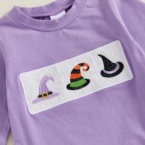 Hnyenmcko Baby Girl Halloween Outfit Long Sleeve Letter Print Tops Pumpkin Flared Pants Headband Set 3Pcs Fall Clothes3