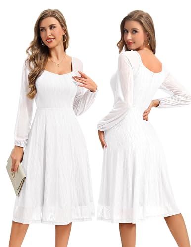 Bbonlinedress festliches Cocktailkleid Damen Langarm Abendkleider elegant für Hochzeit midilang Brautkleid Winter Party Rockabilly Vintage Kleider...