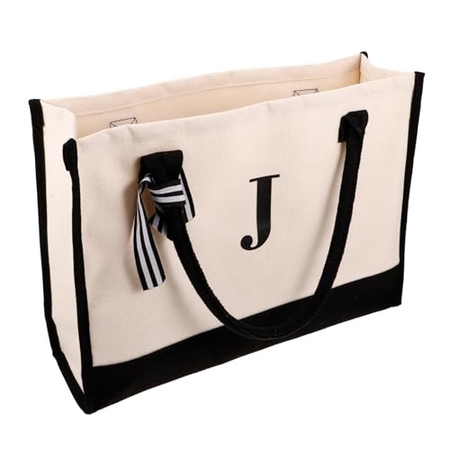 Mipcase Bolso de Lona para Mujer Grande y Multipropósito Bolsa de Compras Casual con Bolsillo Interior de Asas Largas y Base Reforzada para Escuela Viaje y Playa